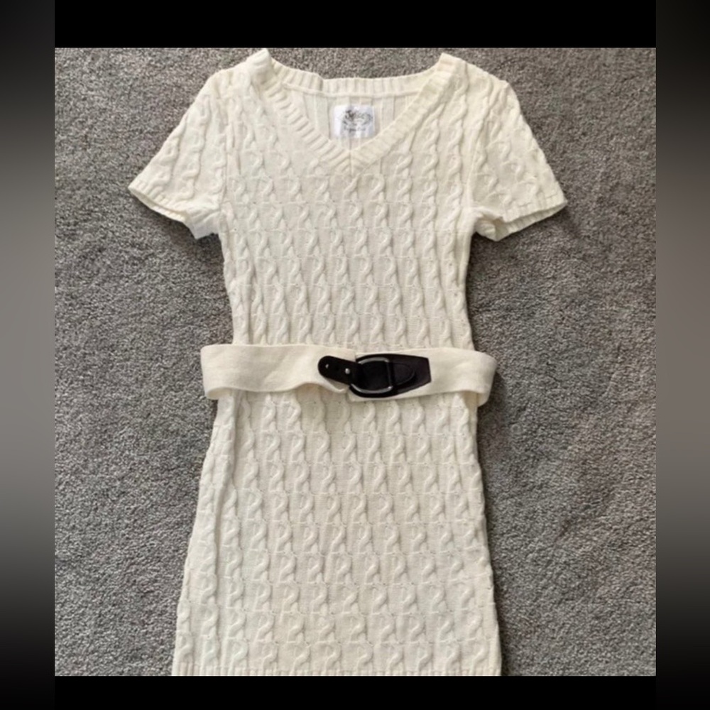 Justice girls' size 12/14 white short-sleeve cable-knit sweater dress